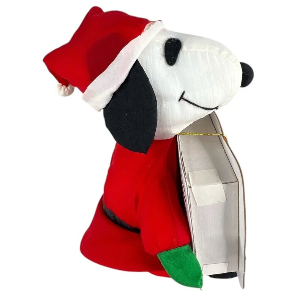 3 Peanuts Snoopy Christmas Nylon Plush Reindeer Elf Santa Stuffed Animal Whitman